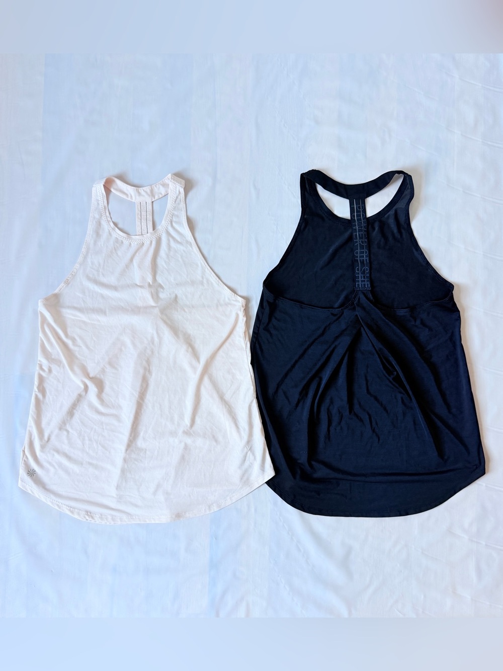 ATHLETA Racerback Tank Top pale Pink Black
Power of She size XS Lot of 2